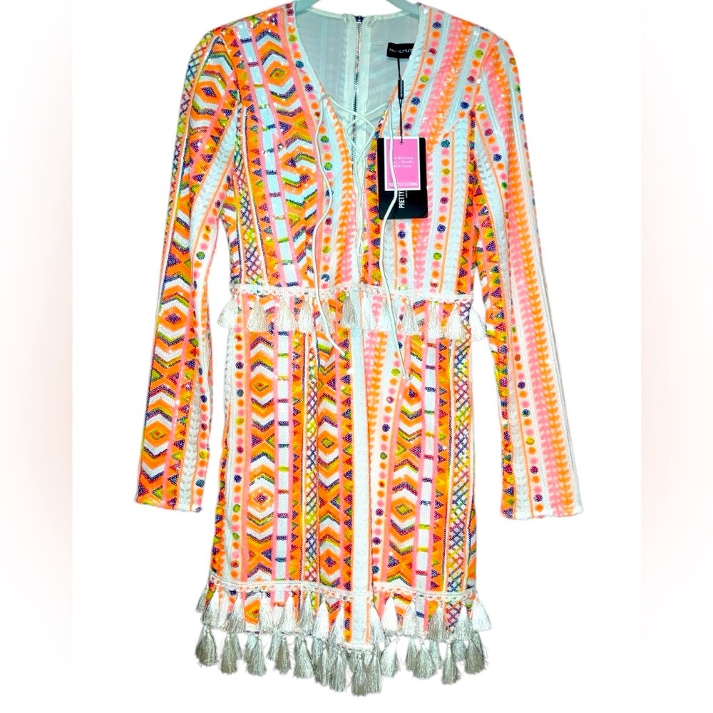 PrettyLittleThing Sequined folkloric bodycon dress